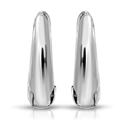 SS071533-Sterling Silver Post Cubic Zirconia Stone Brass Metal Hoop Earrings