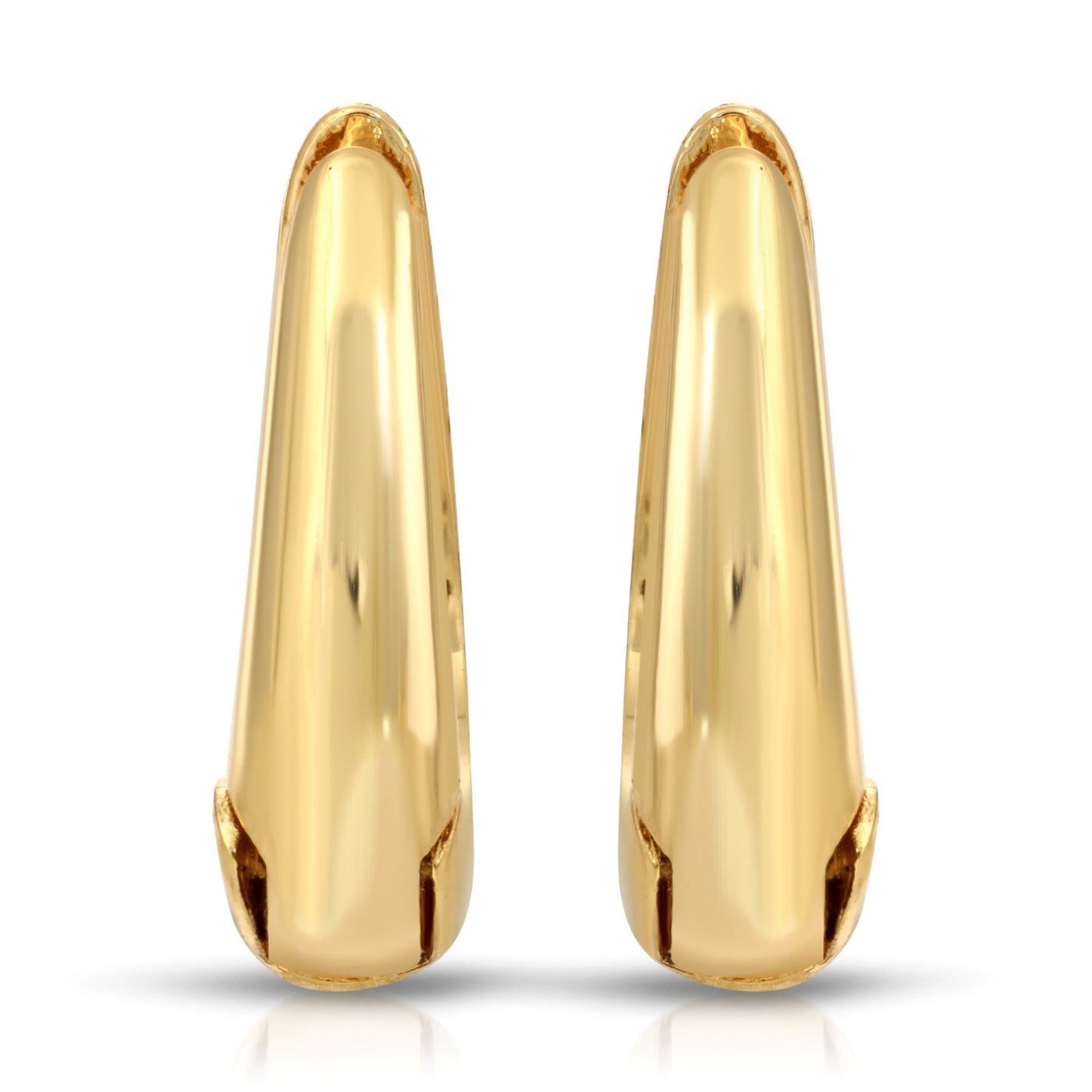 SS071533-Sterling Silver Post Cubic Zirconia Stone Brass Metal Hoop Earrings