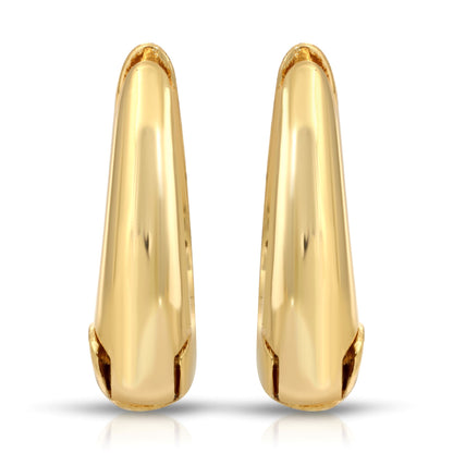 SS071533-Sterling Silver Post Cubic Zirconia Stone Brass Metal Hoop Earrings